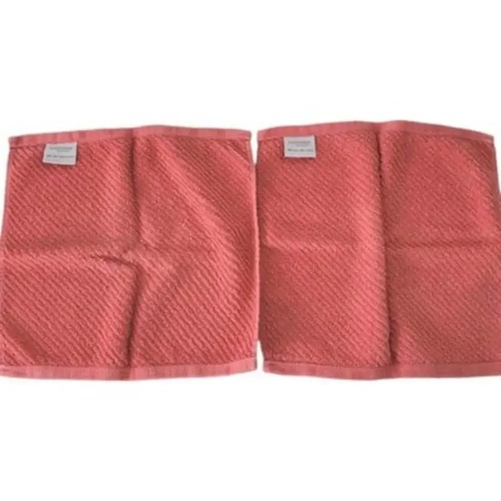 Kassa Spa By Kassatex Wash Cloths Set Of 2 Orange 100% Zero Twist Cotton